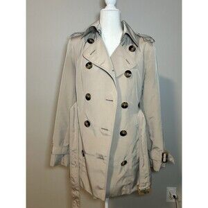 London Fog Women’s Button-Front Long Sleeve Casual Canvas Trench Coat Jacket S